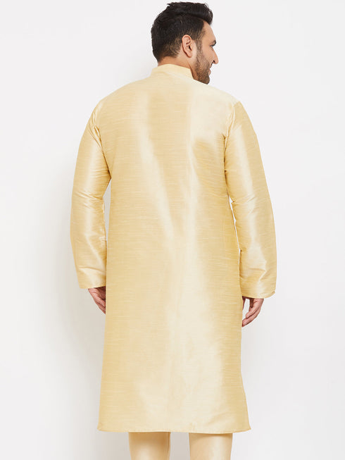 Vastramay Men's Plus Size Gold Silk Blend Kurta